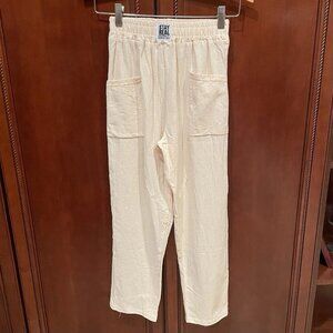 STAY REAL Design By Barrod 1980 Lt Yellow Cotton Linen Pull On Capri Pants Sz XS